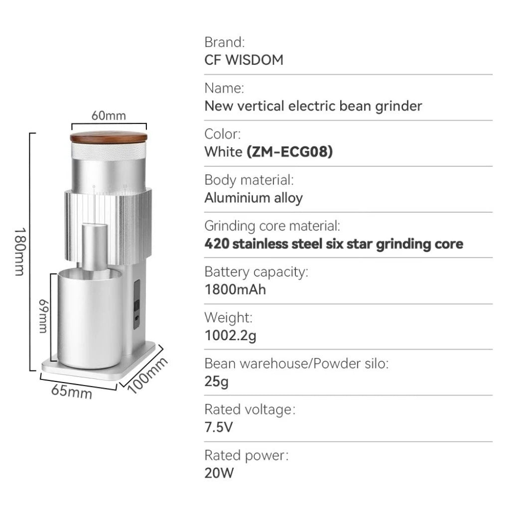 Coffee Grinder Electric Coffee Grinder Coffee Bean Grinder USB Rechargeable Burr Mill for Espresso, Christmas Birthday Gift
