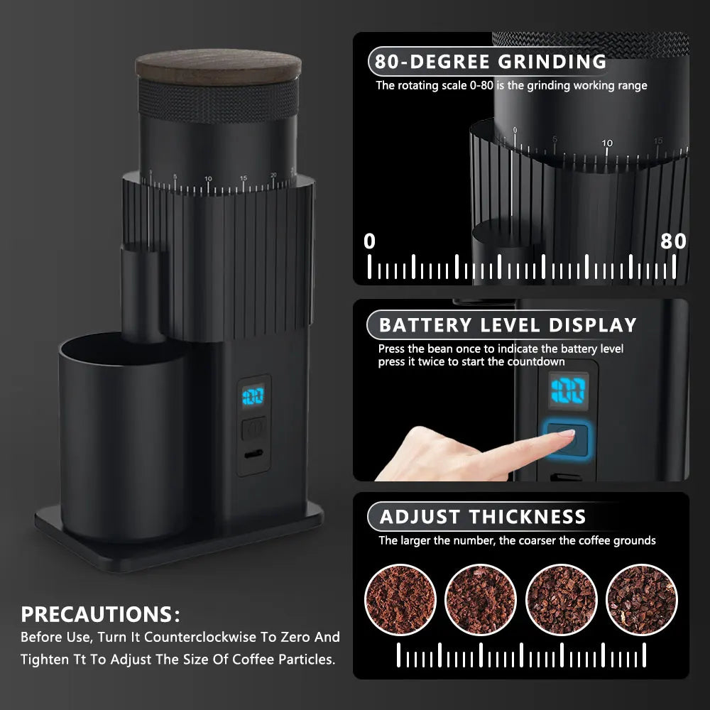 Coffee Grinder Electric Coffee Grinder Coffee Bean Grinder USB Rechargeable Burr Mill for Espresso, Christmas Birthday Gift