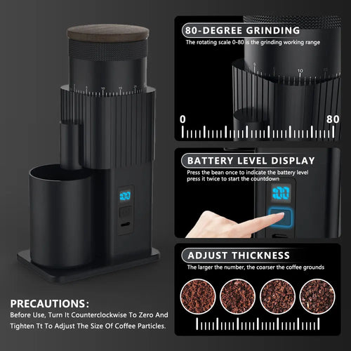 Coffee Grinder Electric Coffee Grinder Coffee Bean Grinder USB Rechargeable Burr Mill for Espresso, Christmas Birthday Gift